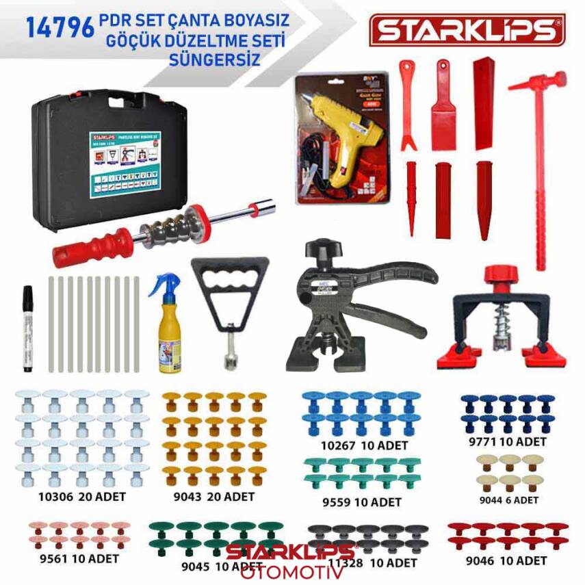 Pdr Set Çanta Boyasız Göçük Düzeltme Seti Süngersiz 144 Parça Full - 1