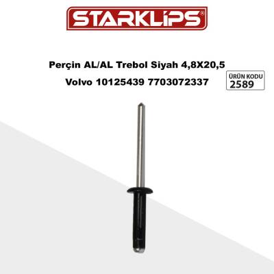 Perçin AL/AL Yarıklı Trebol Siyah 9005 4,8X20,5 Volvo 10125439 7703072337 Renault Peugeot 697045 - Starklips