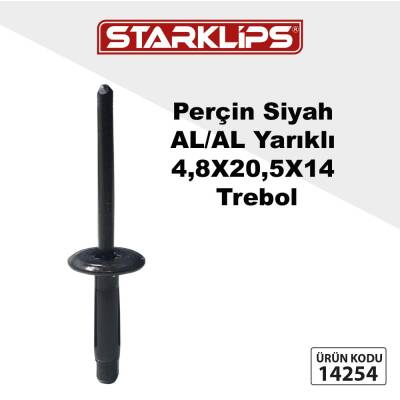 Perçin Siyah AL/AL Yarıklı 4,8X20,5X14 Trebol - Starklips