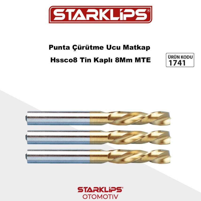 Punta Çürütme Ucu Matkap Hssco8 8X39X79mm Tin Kaplı MTE - 1