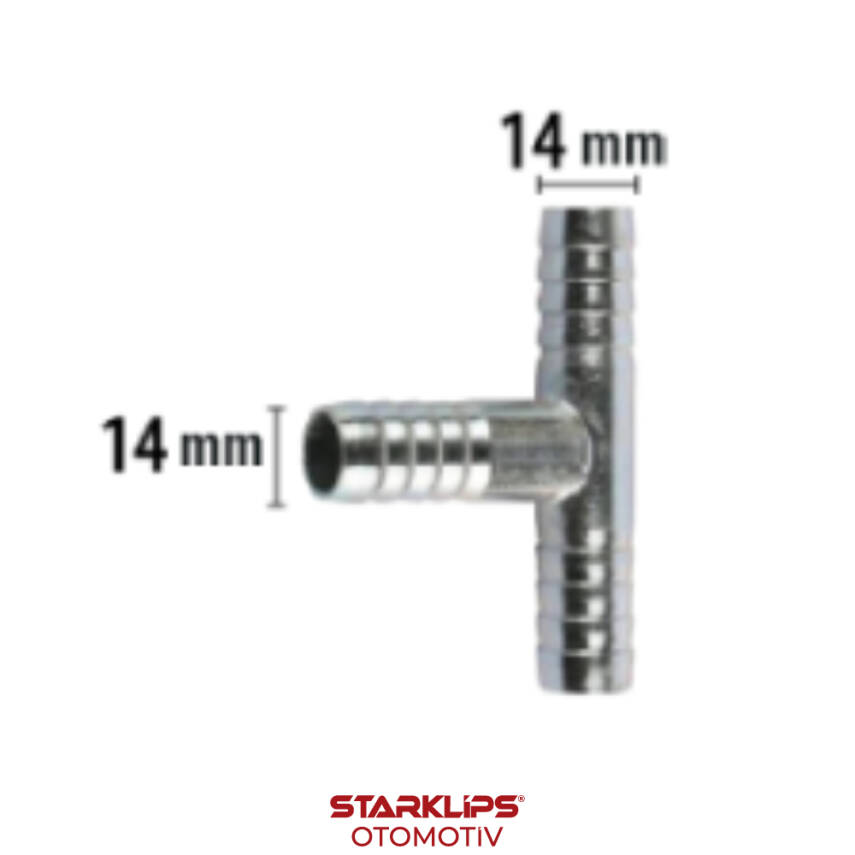 Rakor Metal T tip Hortum İçin 14mm - 1