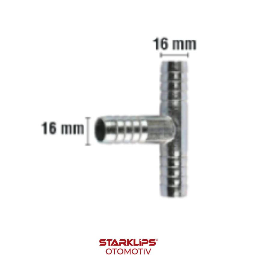 Rakor Metal T tip Hortum İçin 16mm - 1