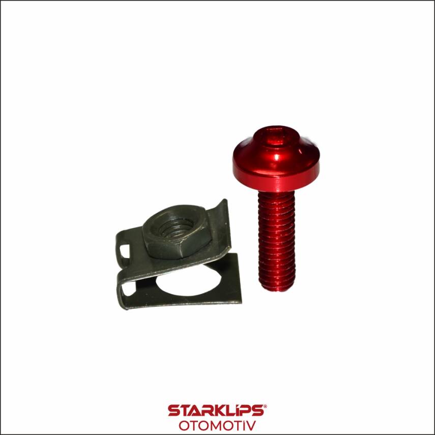 Set Allen Civata Ve Maşa Somun M6 Aluminyum Kırmızı 2 Ad - 1