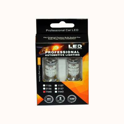 Set Ampul Büyük Dipsiz Tek Duy 48 Led Amber 7440 CN-T20SW - 