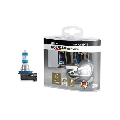 Set Ampul H11 12V 55W PX26d %150 Güçlü %20 Beyaz Işık Wolfram - 