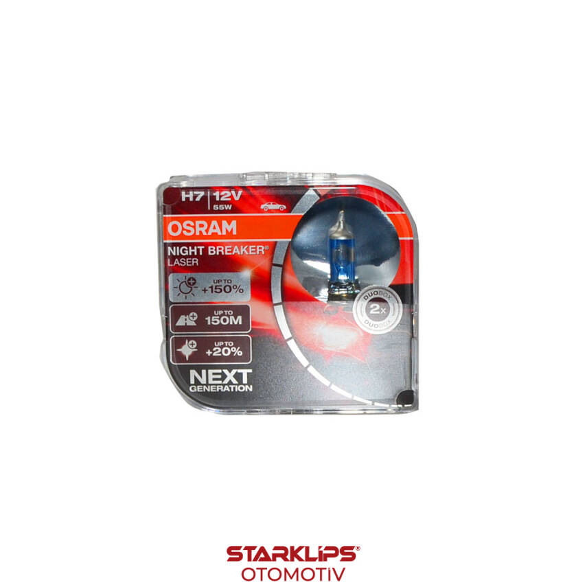 Set Ampul H7 12V %220 Fazla Işık +150M+ %20 Beyaz Işık Osram 64210NB220-2HB - 1