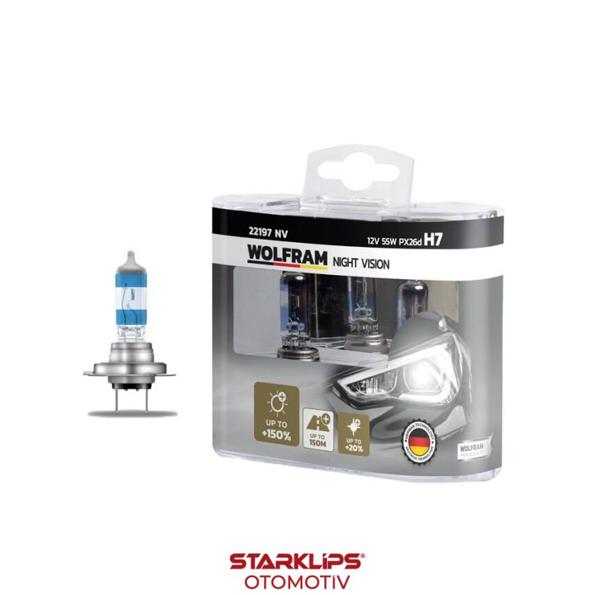 Set Ampul H7 12V 55W PX26d %150 Güçlü %20 Beyaz Işık Wolfram - 1