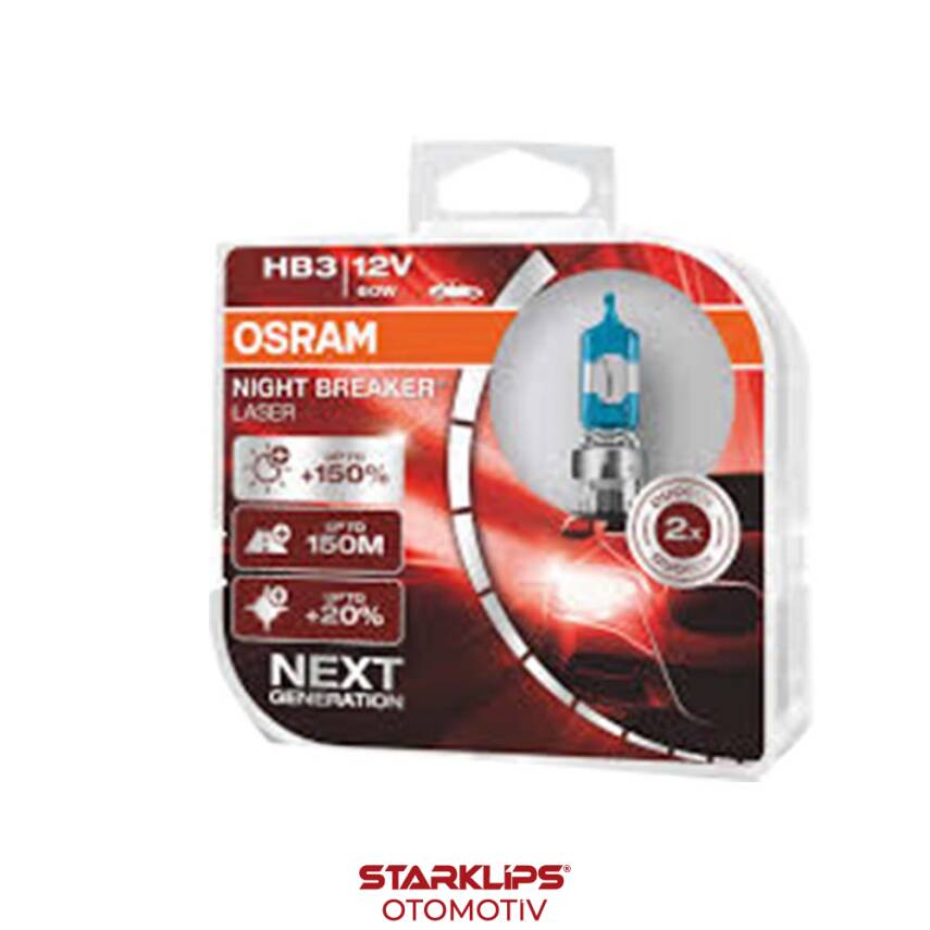 Set Ampul Hb3 9005NL 12V 60W %150 Güçlü %20 Beyaz Işık Osram - 1