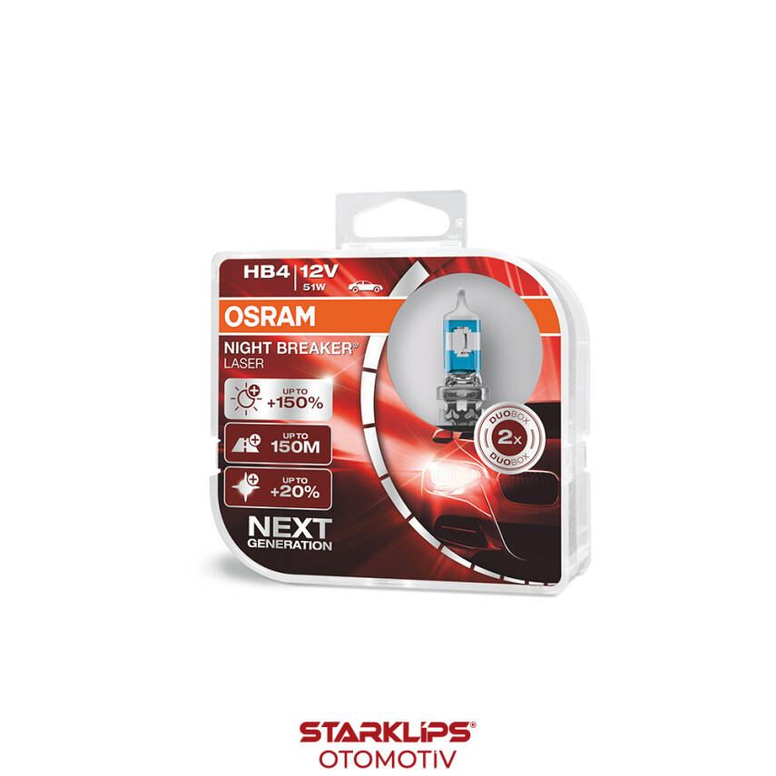 Set Ampul HB4 9006NL 12V 51W %150 Güçlü %20 Beyaz Işık Osram 9006NL-HCB - 1