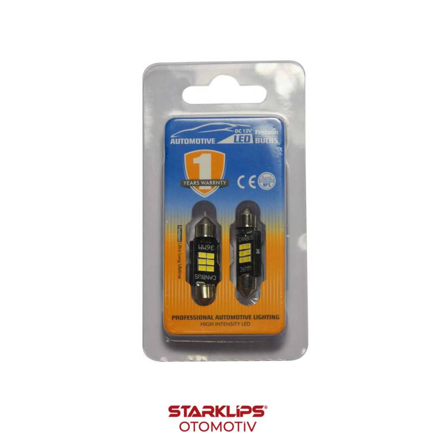 Set Ampul Sofit LED 2W 6 Led 36mm Beyaz Canbus - 1