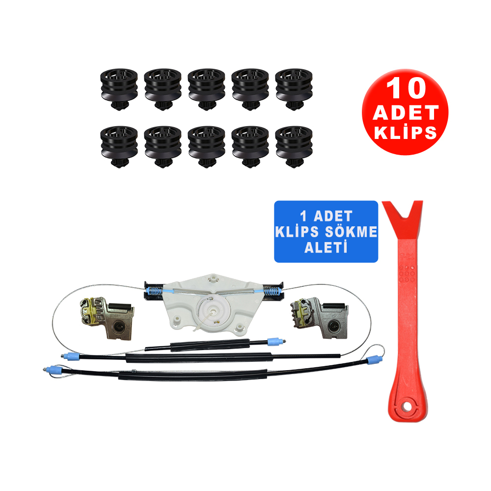 Set Cam L Ön Metal Ayaklı VW Golf 4 Bora 1998-2005 (Klips + Aparat) 1J4837461 - 1