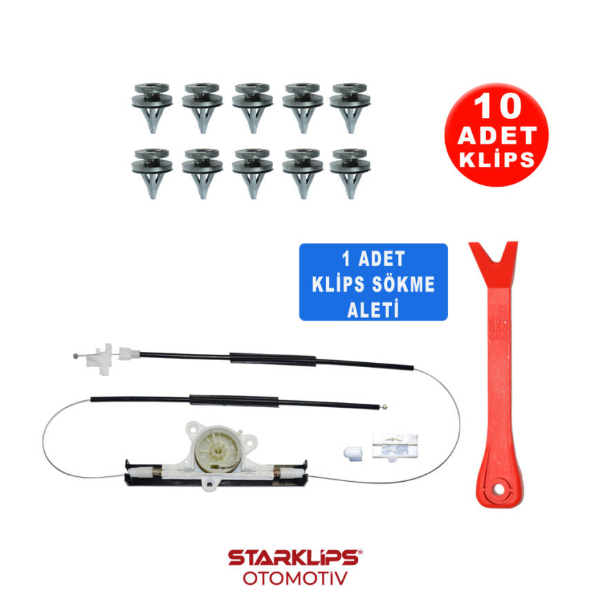 Set Cam R Ön Renault Megane 1 Sarmalı 1996-2003 (Klips + Aparatlı) 7700834346 - 1