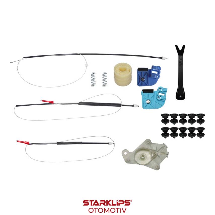 Set Cam R Ön VW T5 2003-2014 Büyük Ayaklı (Klips + Aparatlı) 7H0837754B - 1