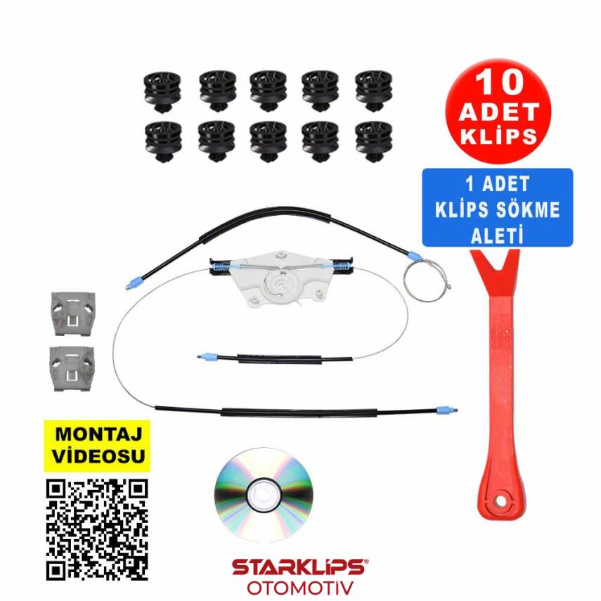 Set Cam R Plastik Ayaklı 1Jm898461 VW Golf 4 Bora ı + Montaj Set - 1