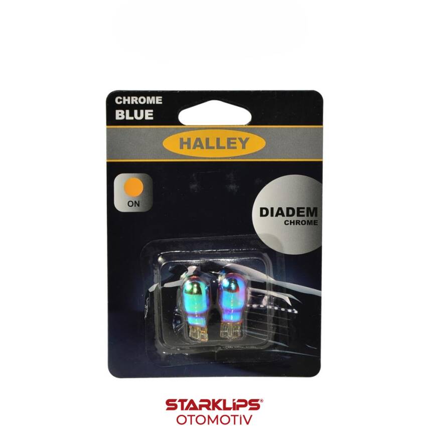 Set Diadem Ampul Dipsiz 12V W18W Halley Chrome Bule - 1