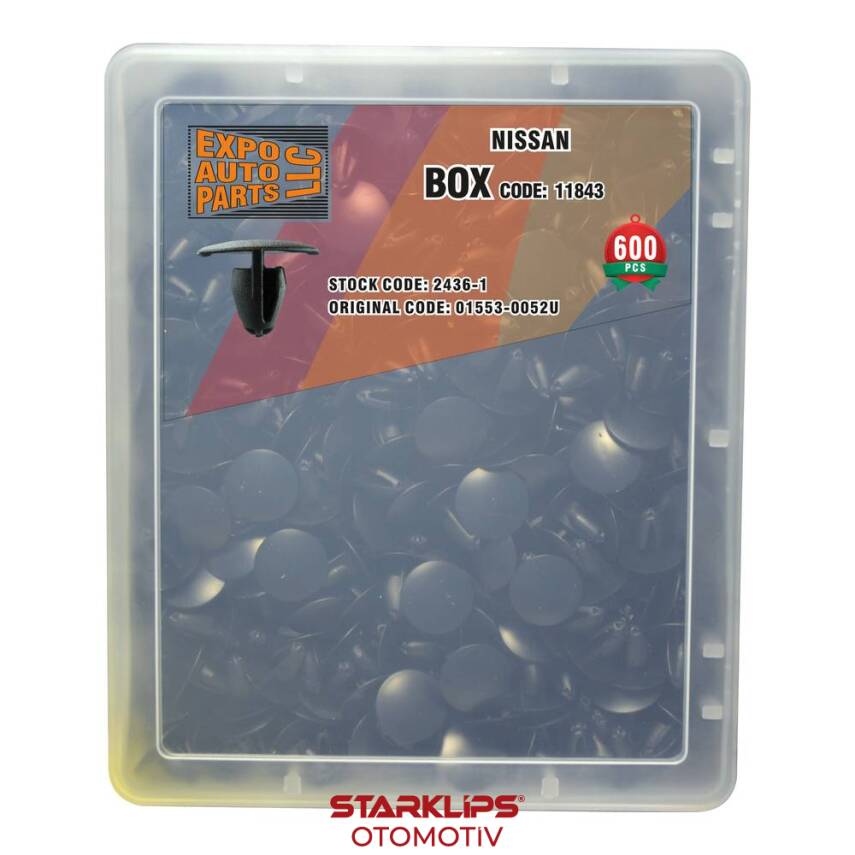 Set Kutu Klips Siyah 01553-0052U Nissan 600 Adet - 1