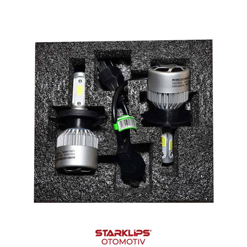 Set Led Xenon Far H4 36W Headlight 6500K C6 - 1