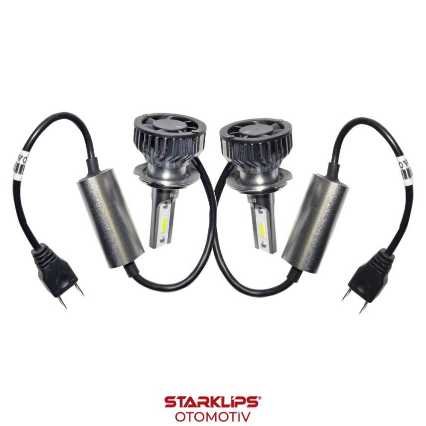 Set Led Xenon Far H7 Headlight 6000K 30W Kısa V8 MEC - 1