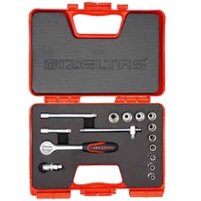 Set Lokma Anahtar Takımı 1/4 Altı Köşe Cırcırlı 15 Parça İzeltaş - 