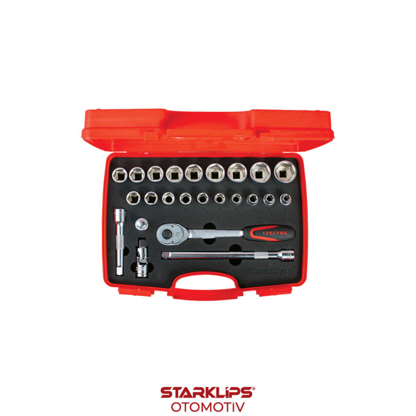 Set Lokma Anahtar Takımı 1/2 Altı Köşe Cırcırlı 24 Parça İzeltaş - 1