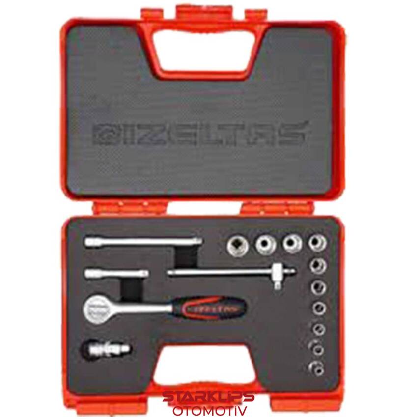 Set Lokma Anahtar Takımı 1/4 Altı Köşe Cırcırlı 15 Parça İzeltaş - 1