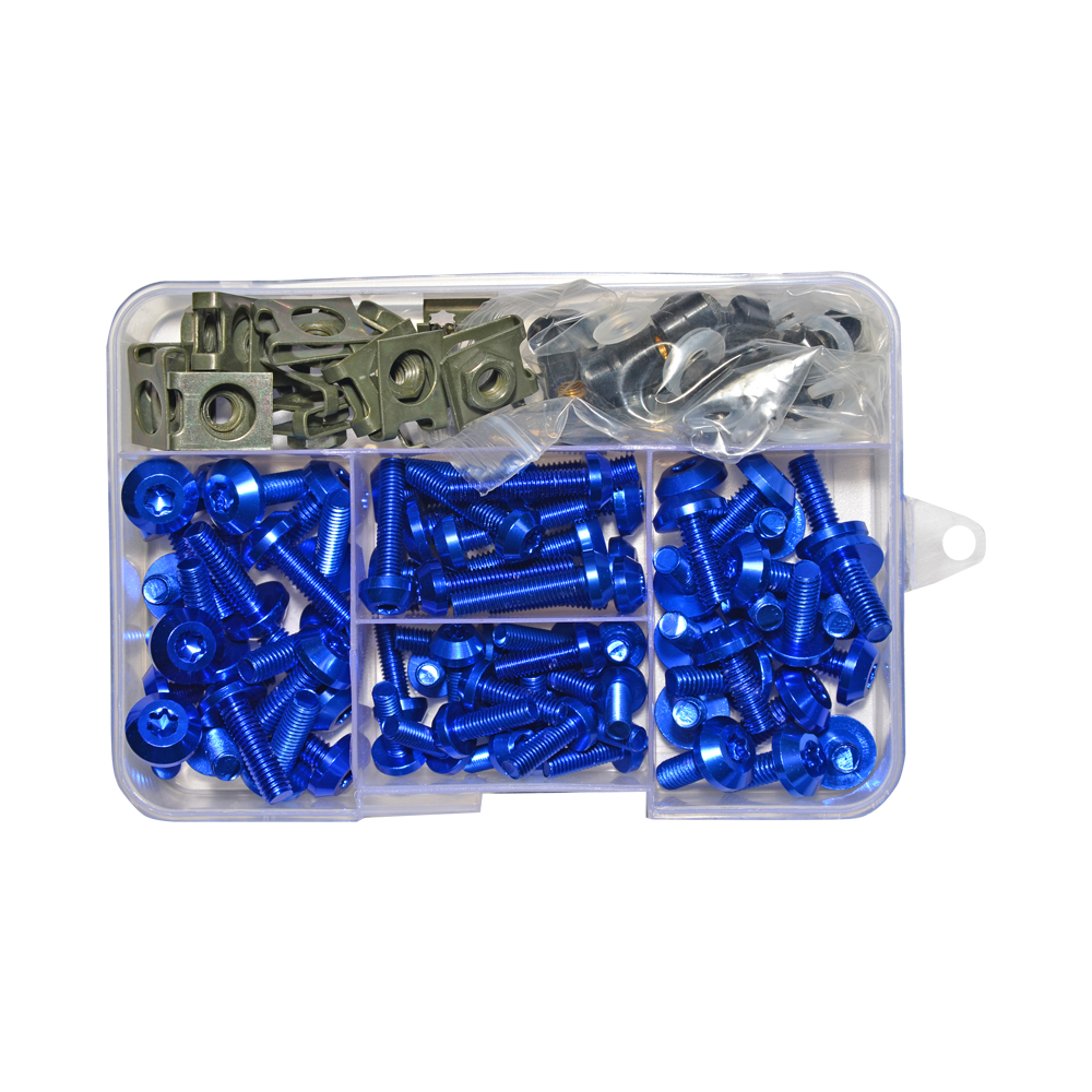 Set Motorsiklet Civata Allen Aluminyum Mavi M4 6 8 10 Ve Maşa Somun - 