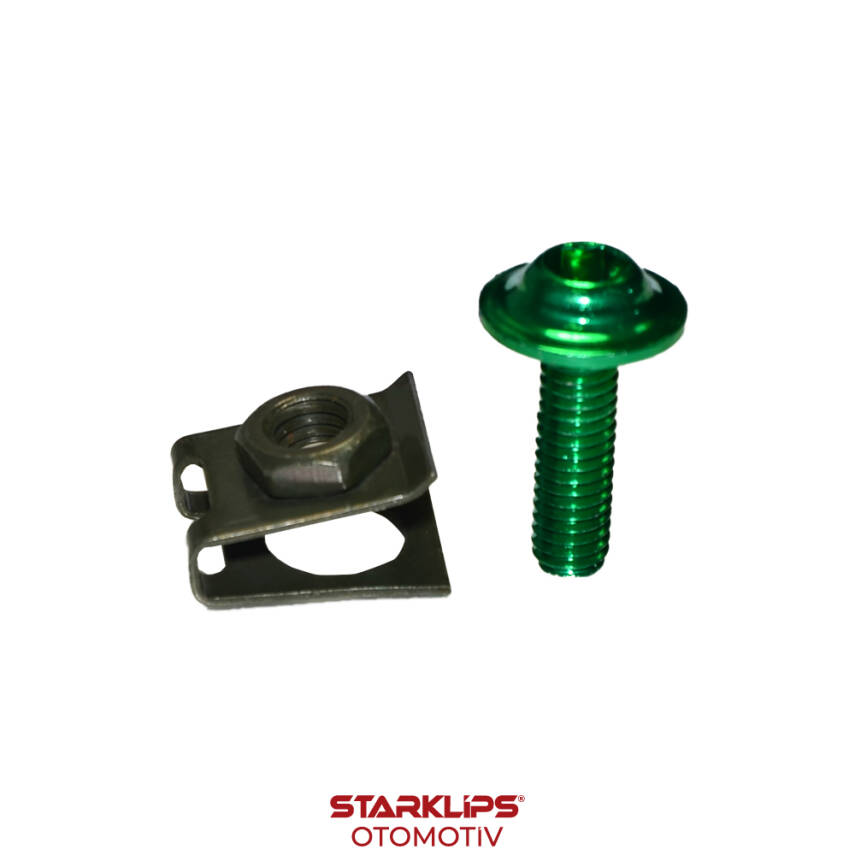 Set Motorsiklet Civatası Allen Ve Maşa Somun M6 Aluminyum Yeşil 2 Ad - 1