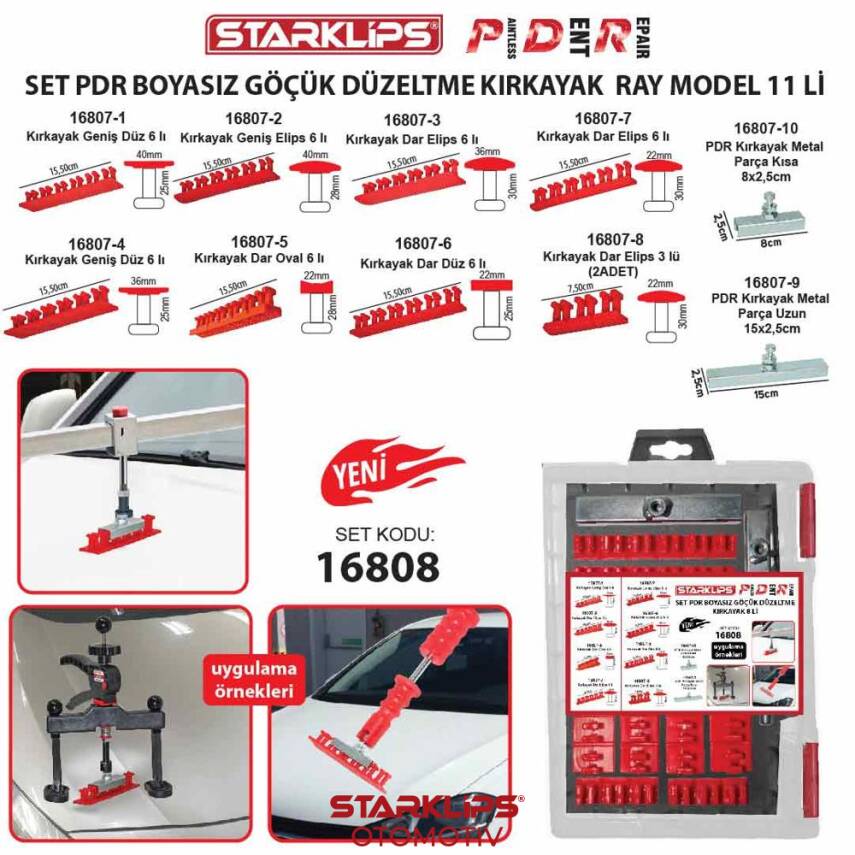 Set Pdr Boyasız Göçük Düzeltme Kırkayak Ray Model 11 Li - 1