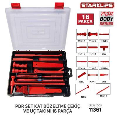 Set Plastik PDR Göçük Düzeltme Çekiç Ve Uç Takımı 16 Prç - 