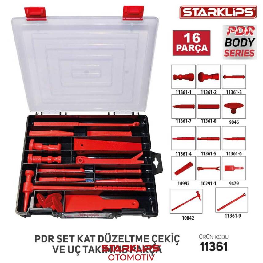 Set Plastik PDR Göçük Düzeltme Çekiç Ve Uç Takımı 16 Prç - 1