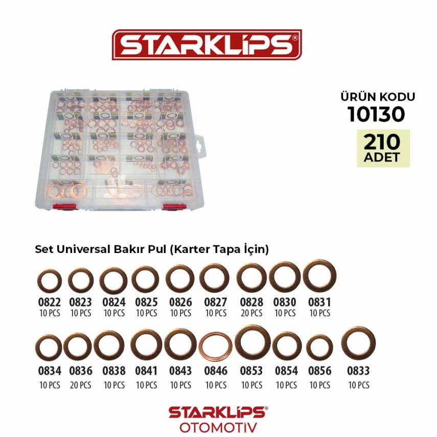 Set Universal Bakır Pul (Karter Tapa İçin) 210 Adet - 1