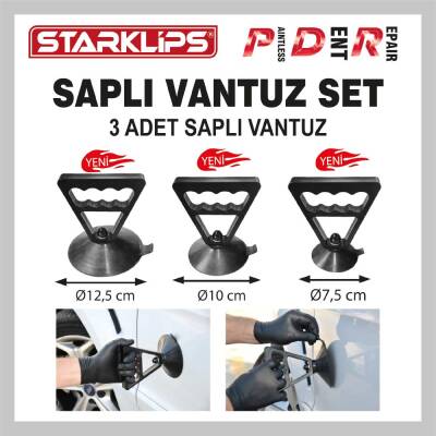 Set Vantuz 3 Adet Saplı Vantuz 12,5cm 10cm 7,5cm - 