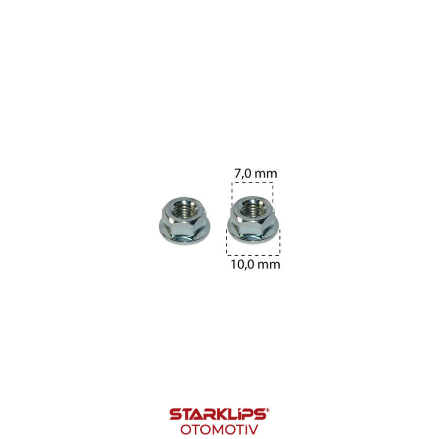 Somun Oynar Pullu Çelik Çinko Kaplama M4x10mm h4,3mm 7 Anahtar Ford N621900 XF2Z1625723EA - 1
