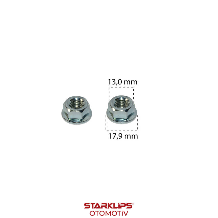 Somun Oynar Pullu Çelik Çinko Kaplama M8x18mm 13 Anahtar h8,8mm Ford N800466 - 1