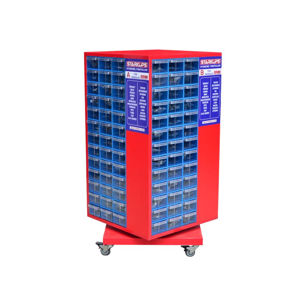 STAND AHŞAP DÖNER DOLAP 103x51x51 FISKİYE GRUBU 156 GÖZ 105LİK ÇEKMECE - Starklips