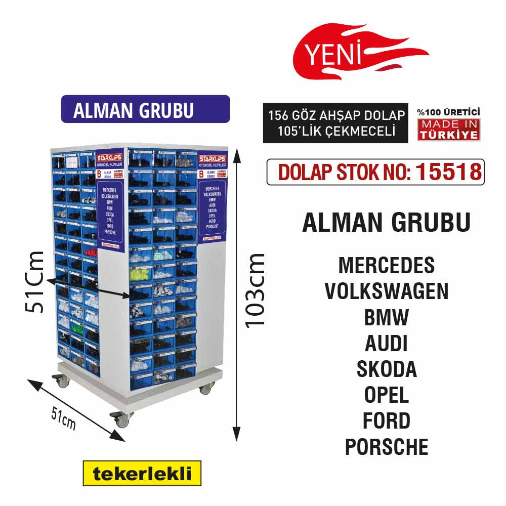 STAND DOLAP 103x51x51 ALMAN GRUBU 156 GÖZ 105LİK ÇEKMECE - 1