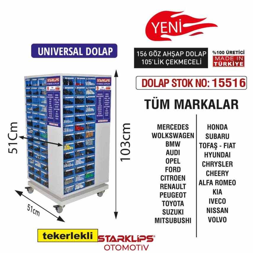 STAND DOLAP 103x51x51 UNİVERSAL 156 GÖZ 105LİK ÇEKMECE AHŞAP - 1