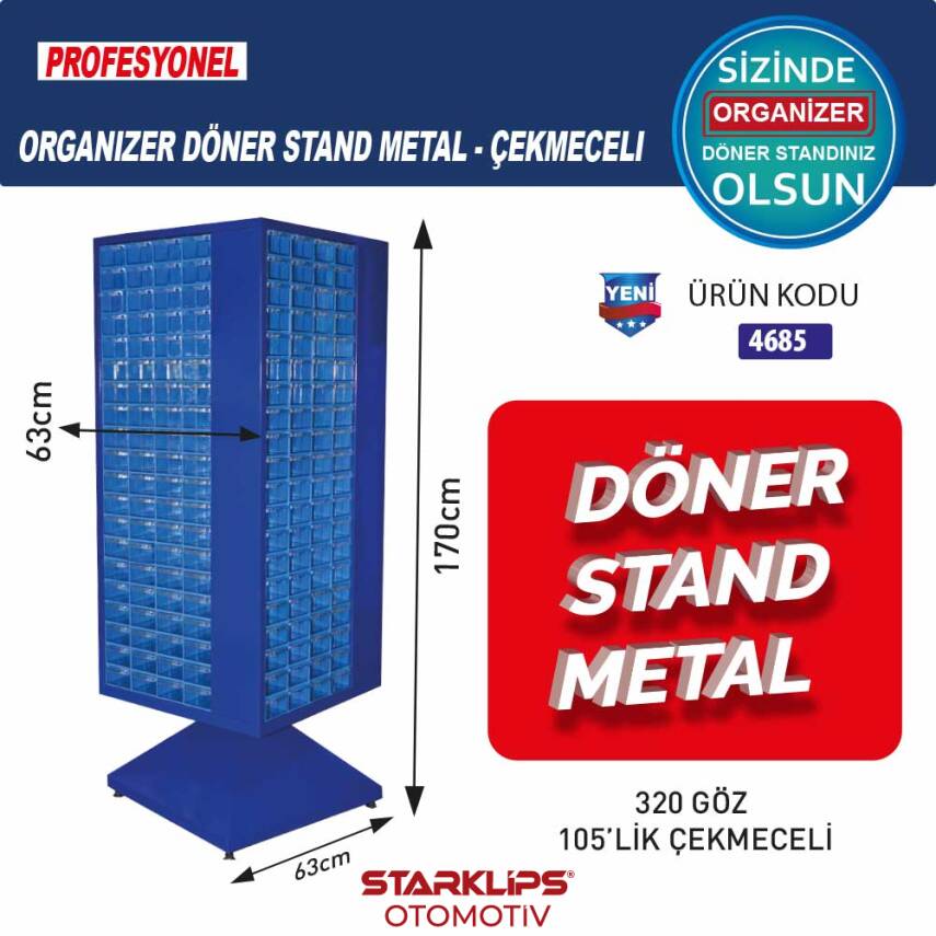Stand Döner Dolap 320 Göz 105 Lık Çekmeceli - 1