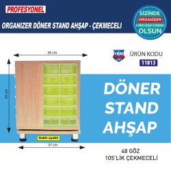 Stand Döner Dolap Ahşap 48 Göz 105 lik Çekmeceli - 