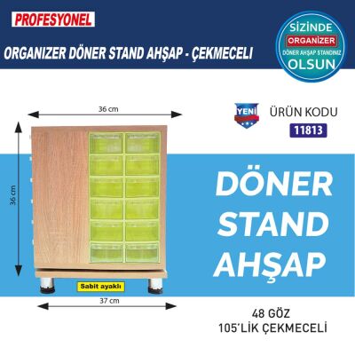 Stand Döner Dolap Ahşap 48 Göz 105 lik Çekmeceli - 1