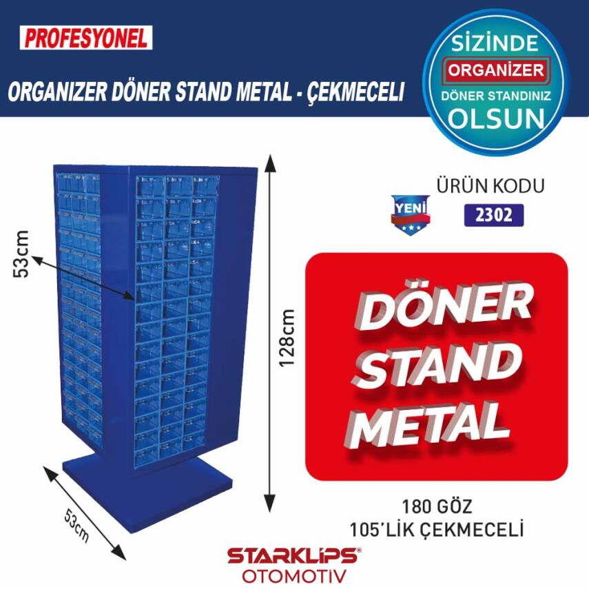 Stand Döner Dolap Sac 180 Göz 105 Lik Çekmeceli - 1