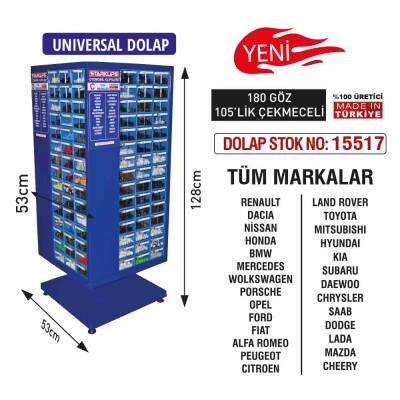 STAND SAÇ DOLAP 128x53x53 SET1 UNİVERSAL 180 GÖZ 105LİK ÇEKMECE - Starklips