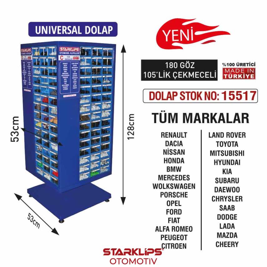 STAND SAÇ DOLAP 128x53x53 SET1 UNİVERSAL 180 GÖZ 105LİK ÇEKMECE - 1
