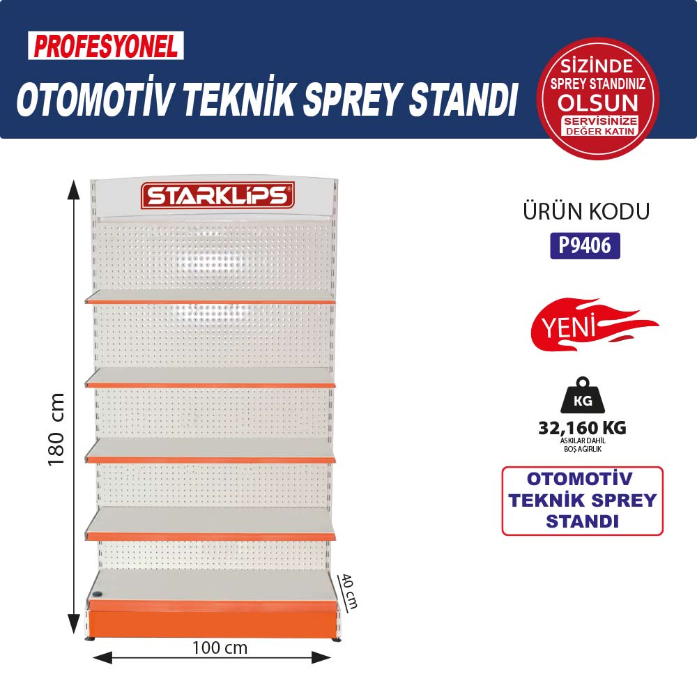 Starklips Raflı Stand 180x40x100 (Max 315 ad. Sprey Ürün) - 